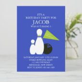 Blue & Green Bowling Party Birthday Invitation (Standing Front)