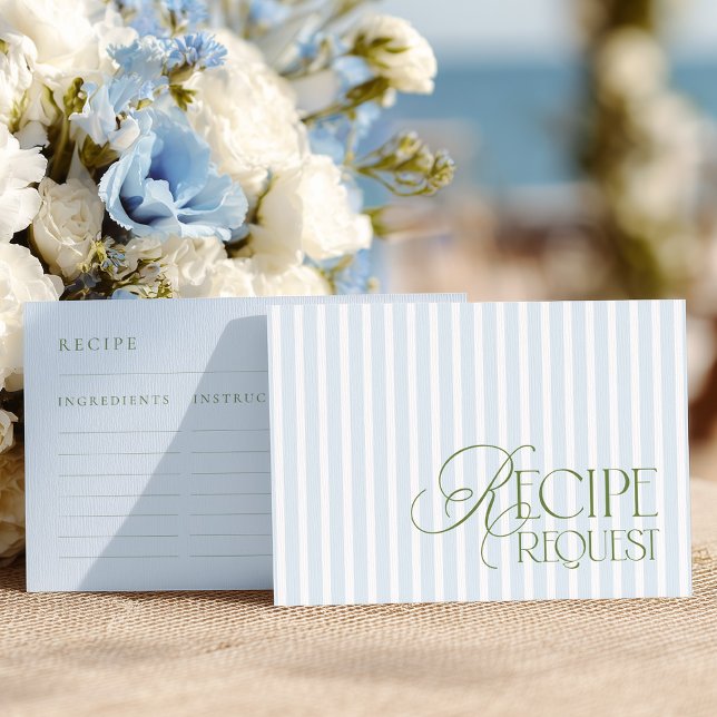 Blue & Green Bridal Shower Recipe Request Enclosure Card (Creator Uploaded)