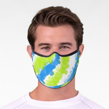 Blue & Green Bright Splatter Premium Face Mask by BlakCircleGirl at Zazzle
