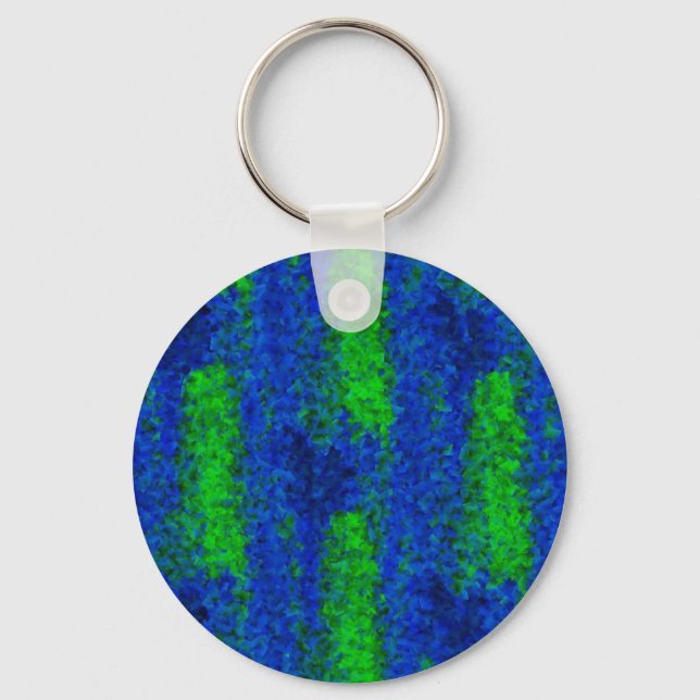 Blue Green Broken Glass Pattern Keychain (Front)