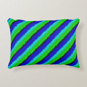 Blue Green Broken Glass Stripes Accent Pillow