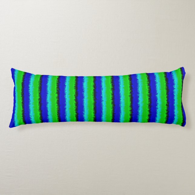 Blue Green Broken Glass Stripes Body Pillow (Front)
