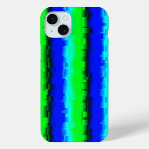 Blue Green Broken Glass Stripes iPhone 15 Plus Case