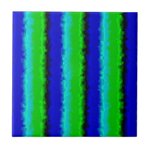 Blue Green Broken Glass Stripes Ceramic Tile