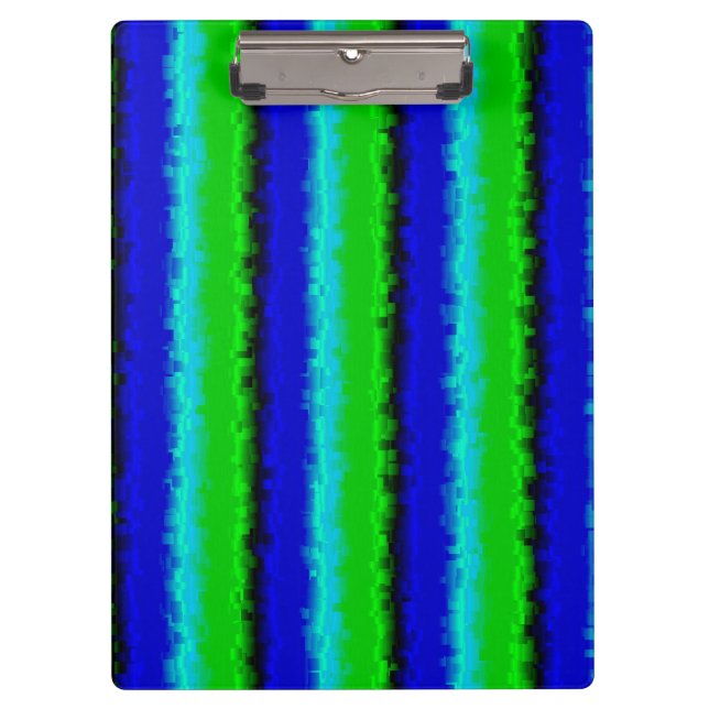 Blue Green Broken Glass Stripes Clipboard (Front)