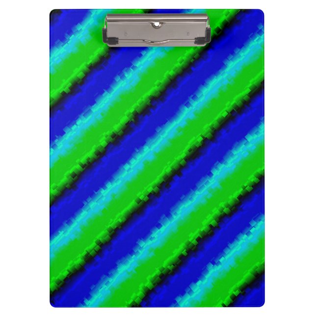 Blue Green Broken Glass Stripes Clipboard (Front)