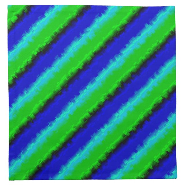 Blue Green Broken Glass Stripes Cloth Napkin (Front)