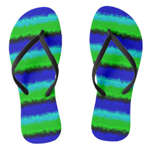 Blue Green Broken Glass Stripes Flip Flops