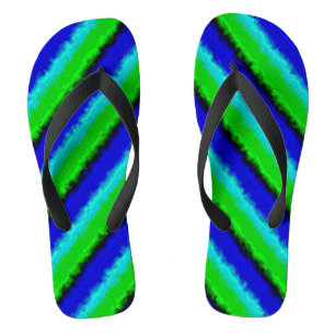 Blue Green Broken Glass Stripes Flip Flops