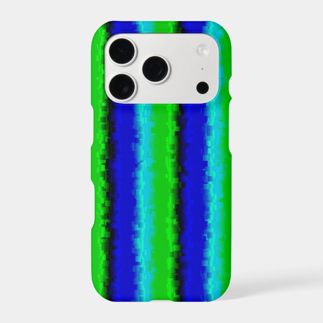 Blue Green Broken Glass Stripes iPhone Case (Back)