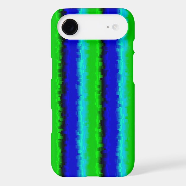 Blue Green Broken Glass Stripes iPhone Case (Back)