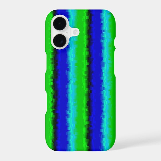 Blue Green Broken Glass Stripes iPhone Case (Back)