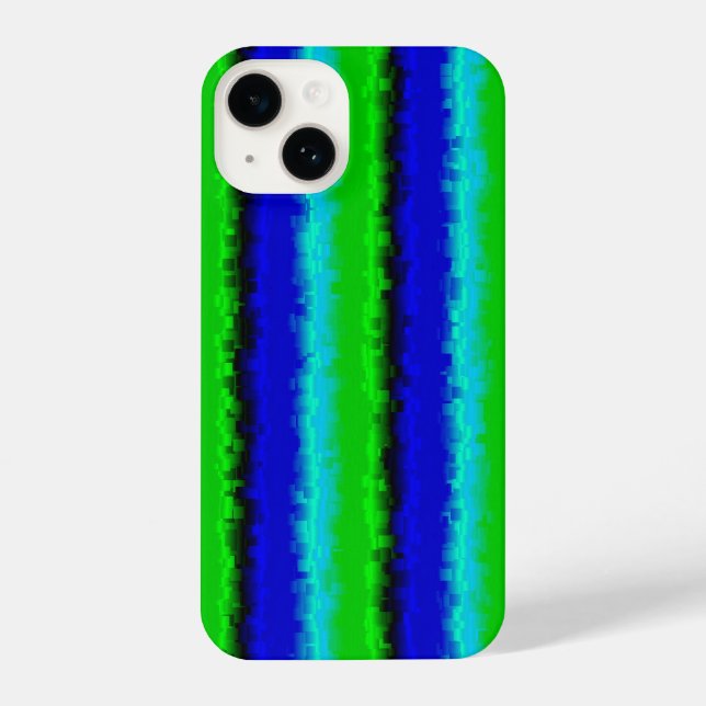 Blue Green Broken Glass Stripes iPhone Case (Back)