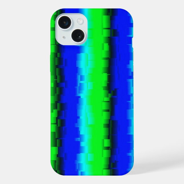 Blue Green Broken Glass Stripes iPhone Case (Back)