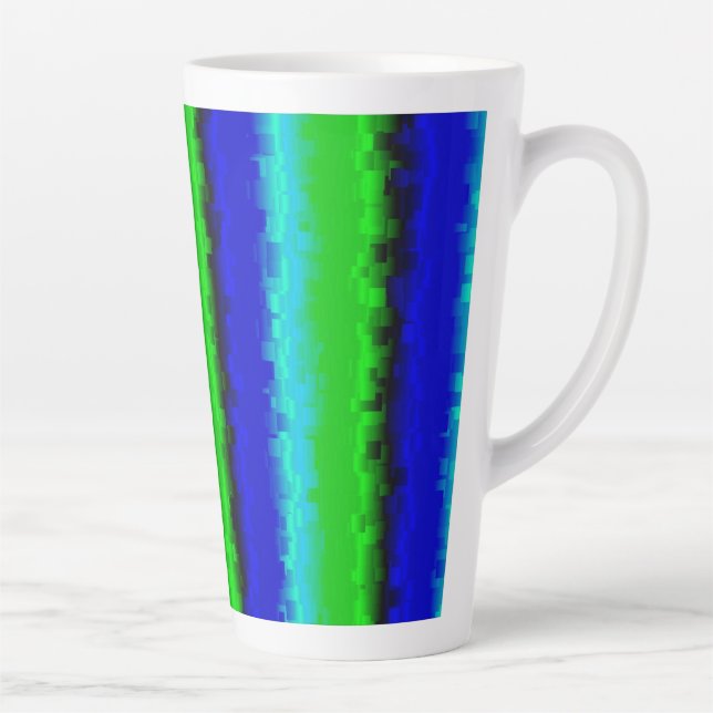 Blue Green Broken Glass Stripes Latte Mug (Right)