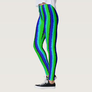 Blue Green Broken Glass Stripes Leggings