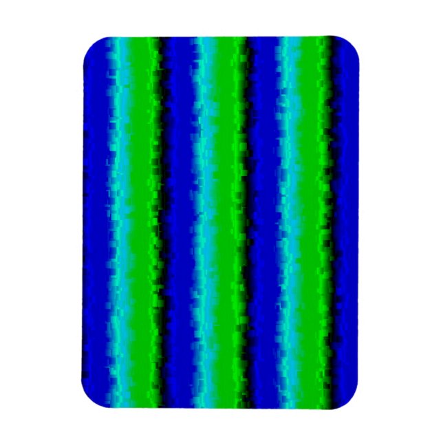 Blue Green Broken Glass Stripes Magnet (Vertical)