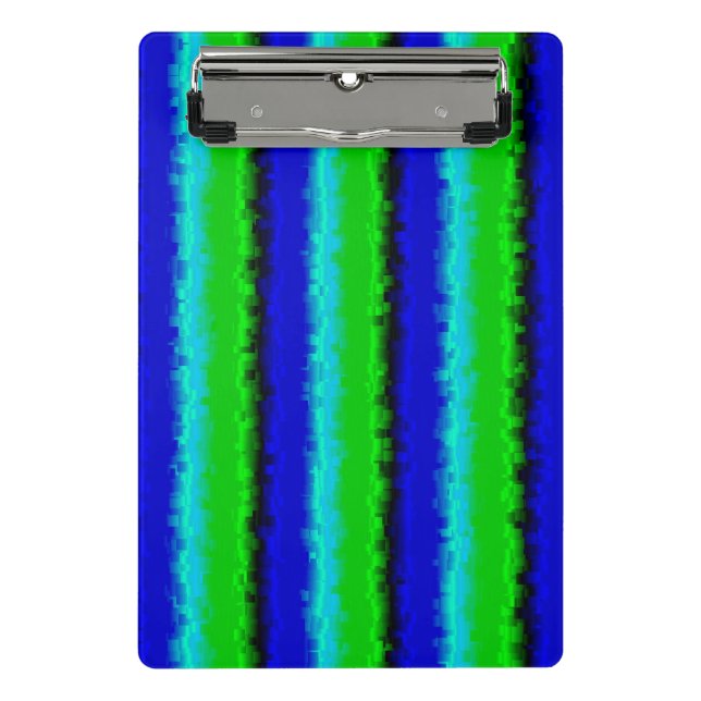 Blue Green Broken Glass Stripes Mini Clipboard (Front)
