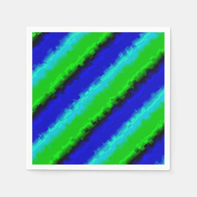 Blue Green Broken Glass Stripes Napkins (Front)