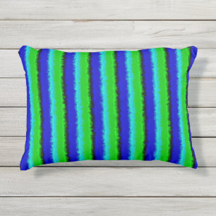 Blue Green Broken Glass Stripes Outdoor Pillow