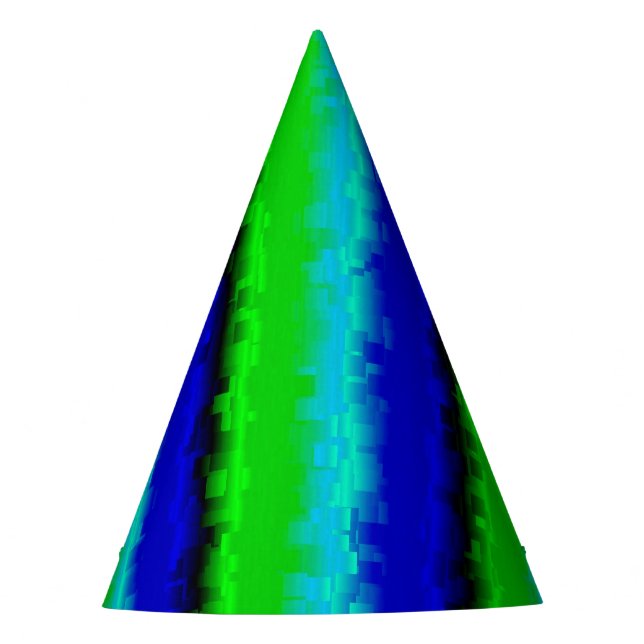 Blue Green Broken Glass Stripes Party Hat (Front)