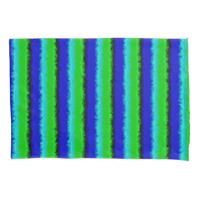 Blue Green Broken Glass Stripes Pillow Case (Front)
