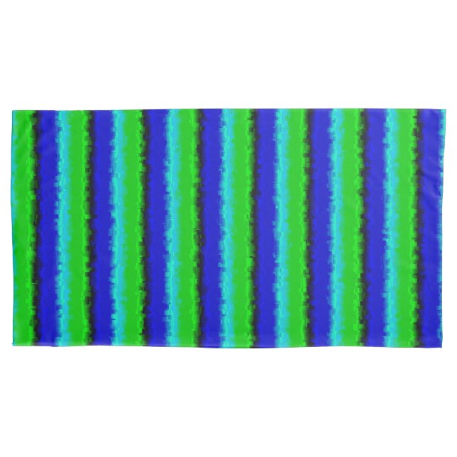 Blue Green Broken Glass Stripes Pillow Case (Front)