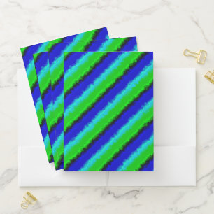 Blue Green Broken Glass Stripes Pocket Folder