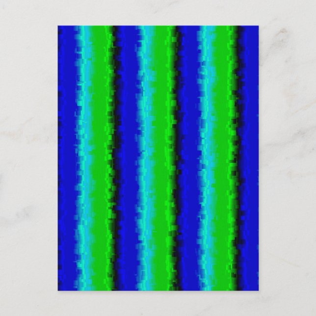 Blue Green Broken Glass Stripes Postcard (Front)