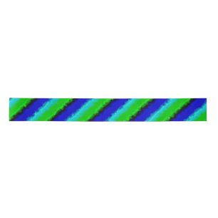 Blue Green Broken Glass Stripes Satin Ribbon