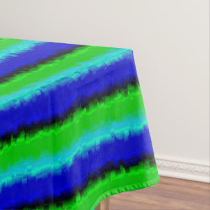 Blue Green Broken Glass Stripes Tablecloth