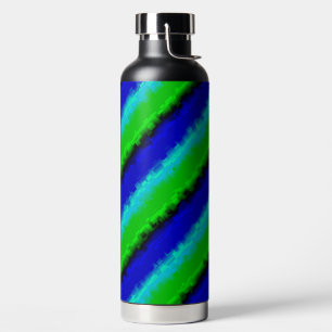 Blue Green Broken Glass Stripes Water Bottle