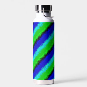 Blue Green Broken Glass Stripes Water Bottle