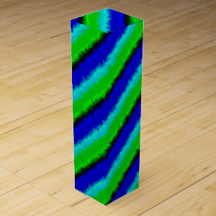 Blue Green Broken Glass Stripes Wine Box