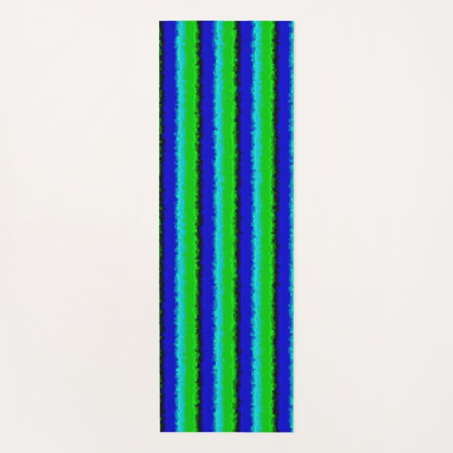 Blue Green Broken Glass Stripes Yoga Mat (Front)