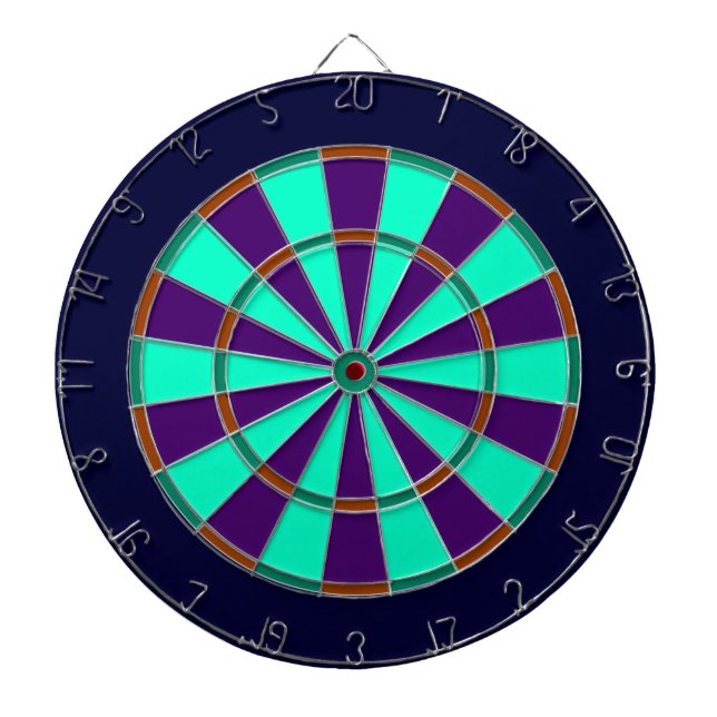 Blue, Green, Brown and Purple Metal Cage Dartboard With Darts (Front)