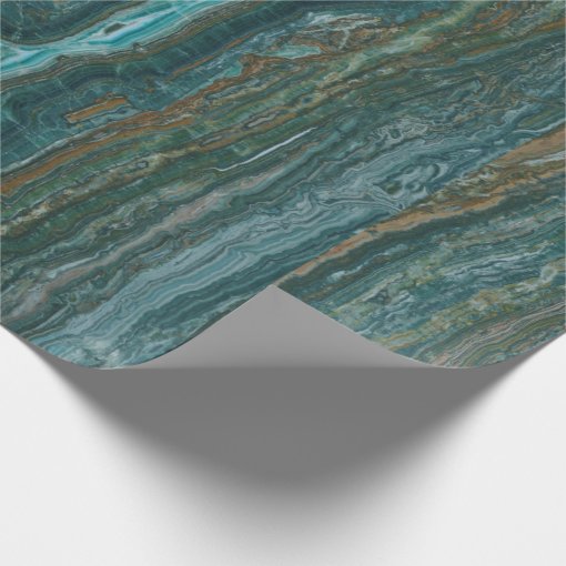 Blue-Green &amp; Brown Marble Texture Wrapping Paper | Zazzle