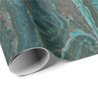 Blue-Green &amp; Brown Marble Texture Wrapping Paper | Zazzle
