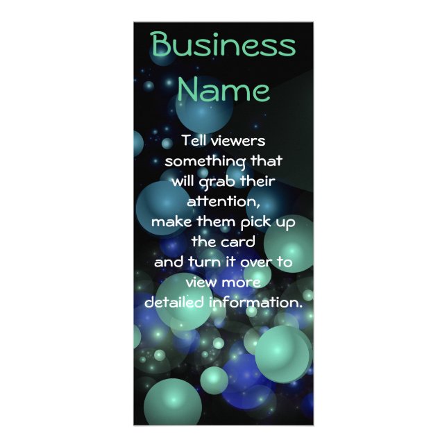 Blue Green Bubbles Abstract Custom Business Rack Card (Front)