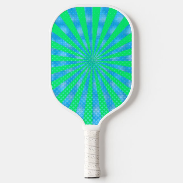 Blue Green Burst Design Pickleball Paddle (Front)
