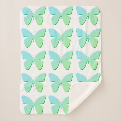 Blue_Green Butterflies Sherpa Blanket 30 x 40