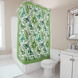 Blue-Green Butterflies Shower Curtain