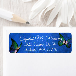 Blue, Green Butterfly Return Address Labels