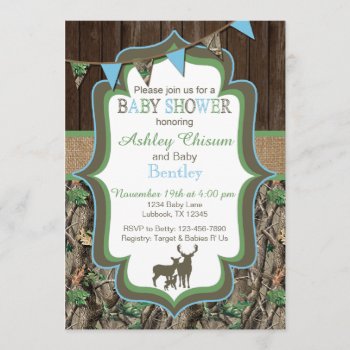 Blue Green Camo Baby Shower Invitation by AshleysPaperTrail at Zazzle