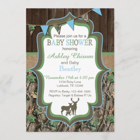 Blue Green Camo Baby Shower Invitation