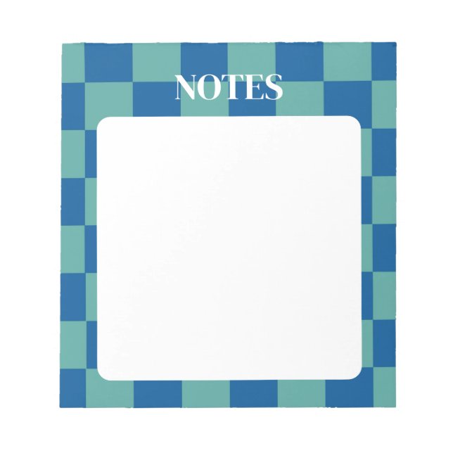 Blue & Green Checkered Bold & Customizable Notepad (Front)