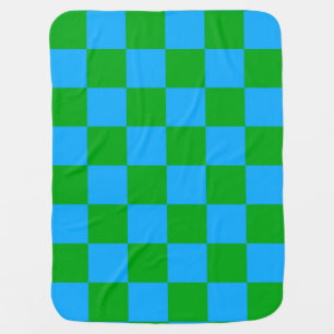 Blue Green Checkered Check Pattern Baby Blanket