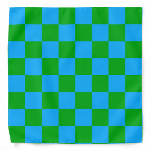 Blue Green Checkered Check Pattern Bandana