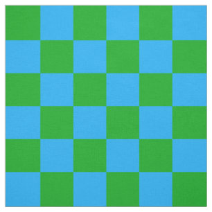 Blue Green Checkered Check Pattern Fabric