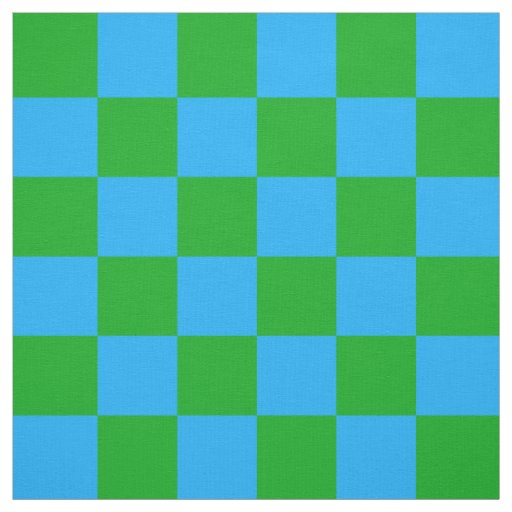 Blue Green Checkered Check Pattern Fabric